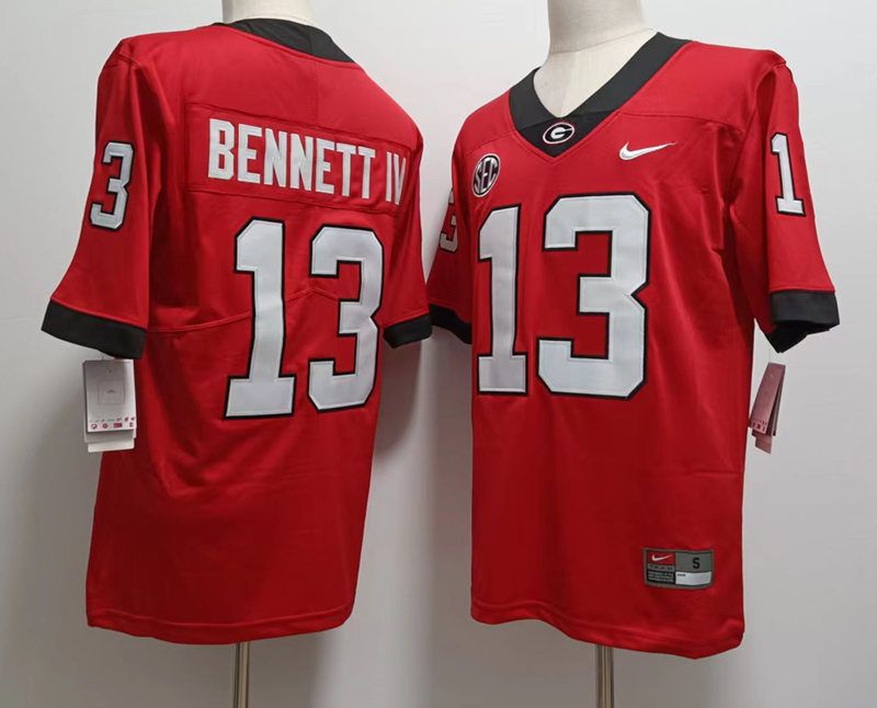 Men Georgia Bulldogs #13 Bennettiv Red Nike 2025 NCAA Jersey style 1->ncaa teams->NCAA Jersey